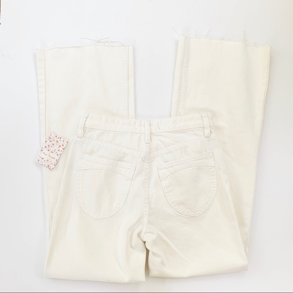Free People High Rise Straight Flare White Jeans - Picture 10 of 10